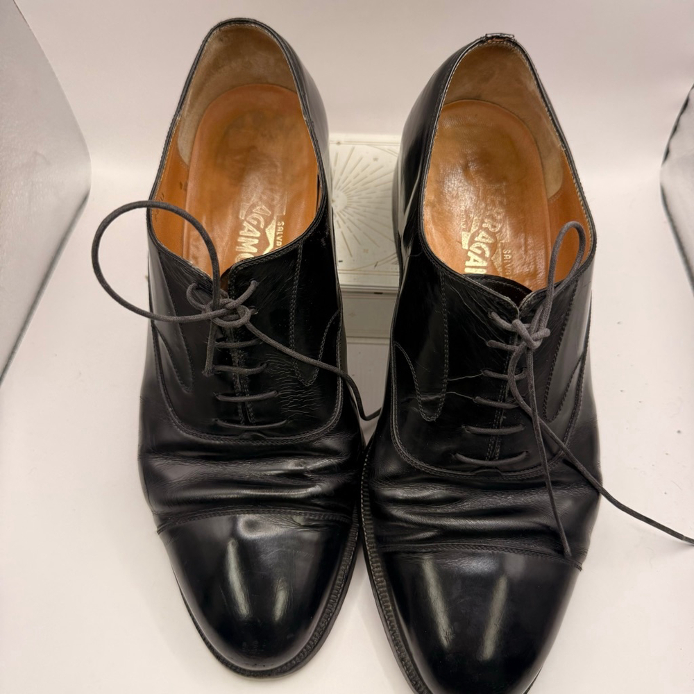 Men's Vintage 80’s Salvatore Ferragamo Black Oxfords 8.5